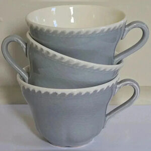 3 Lovely Vintage Harker Chesterton Ware Teacups in Light Gray
